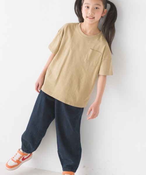 OMNES（オムネス）の「キッズ 製品洗いコットンビッグ半袖Tシャツ（Tシャツ/カットソー・キッズ・ホワイト/グレー/ブラウン/ベージュ/カーキ/ピンク/ブラック・100/110/120/130/140）」の14枚目の写真