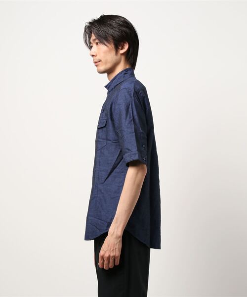 HIDEAWAYS NICOLE（ハイダウェイニコル）の「イタリアンカラー5分袖シャツ（シャツ/ブラウス・メンズ・ブラック/ネイビー/オレンジ/ボルドー・MEDIUM/LARGE/X-LARGE）」の18枚目の写真