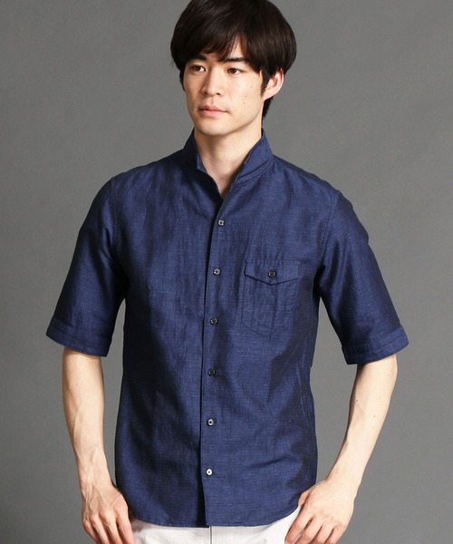 HIDEAWAYS NICOLE（ハイダウェイニコル）の「イタリアンカラー5分袖シャツ（シャツ/ブラウス・メンズ・ブラック/ネイビー/オレンジ/ボルドー・MEDIUM/LARGE/X-LARGE）」の3枚目の写真