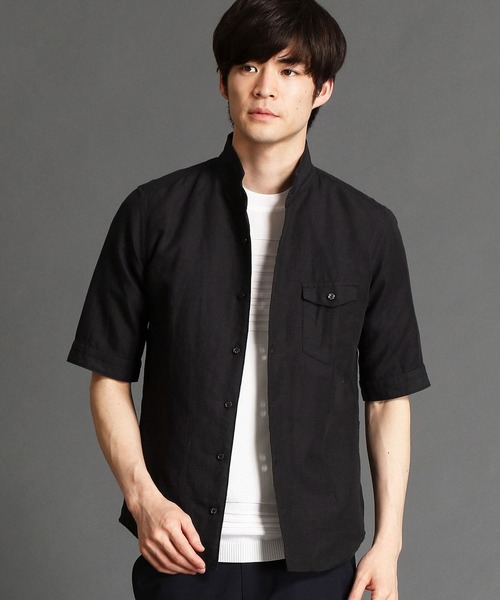 HIDEAWAYS NICOLE（ハイダウェイニコル）の「イタリアンカラー5分袖シャツ（シャツ/ブラウス・メンズ・ブラック/ネイビー/オレンジ/ボルドー・MEDIUM/LARGE/X-LARGE）」の2枚目の写真