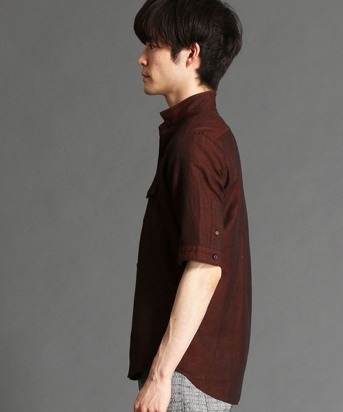 HIDEAWAYS NICOLE（ハイダウェイニコル）の「イタリアンカラー5分袖シャツ（シャツ/ブラウス・メンズ・ブラック/ネイビー/オレンジ/ボルドー・MEDIUM/LARGE/X-LARGE）」の6枚目の写真