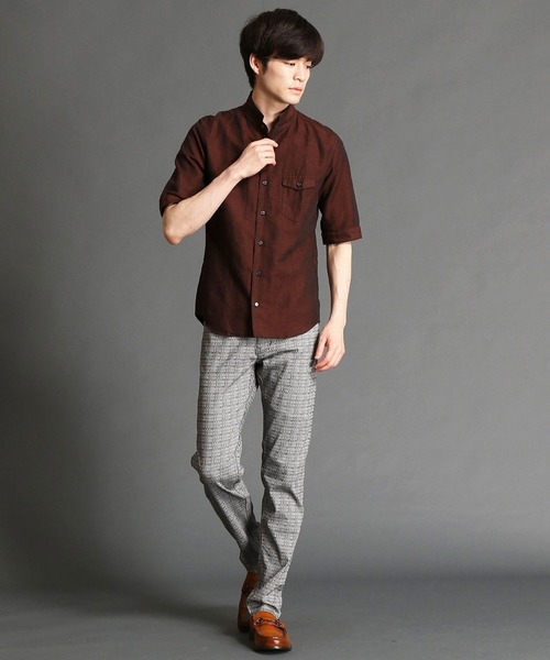 HIDEAWAYS NICOLE（ハイダウェイニコル）の「イタリアンカラー5分袖シャツ（シャツ/ブラウス・メンズ・ブラック/ネイビー/オレンジ/ボルドー・MEDIUM/LARGE/X-LARGE）」の15枚目の写真