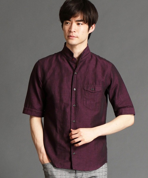 HIDEAWAYS NICOLE（ハイダウェイニコル）の「イタリアンカラー5分袖シャツ（シャツ/ブラウス・メンズ・ブラック/ネイビー/オレンジ/ボルドー・MEDIUM/LARGE/X-LARGE）」の16枚目の写真