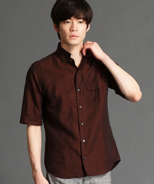 HIDEAWAYS NICOLE（ハイダウェイニコル）の「イタリアンカラー5分袖シャツ（シャツ/ブラウス・メンズ・ブラック/ネイビー/オレンジ/ボルドー・MEDIUM/LARGE/X-LARGE）」の17枚目の写真