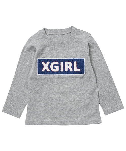 X-girl Stages（エックスガールステージス）の「L/S TEE PATCHED BAR LOGO (12M～3T)（Tシャツ/カットソー・キッズ・アッシュ/ホワイト/ブラック・12M/2T/3T）」の3枚目の写真