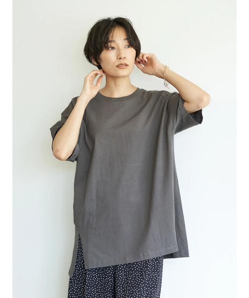 AMERICAN HOLIC（アメリカンホリック）の「前後差サイドスリットカットチュニック1　＊（Tシャツ/カットソー・レディース・ブラウン/ベージュ/オフホワイト/ブラック/チャコールグレー・FREE）」の10枚目の写真