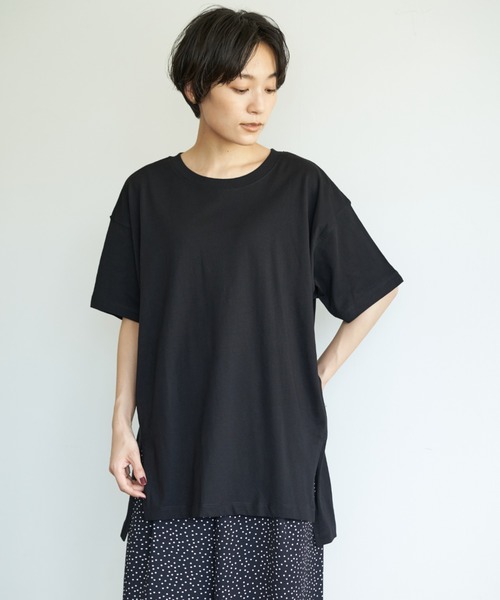 AMERICAN HOLIC（アメリカンホリック）の「前後差サイドスリットカットチュニック1　＊（Tシャツ/カットソー・レディース・ブラウン/ベージュ/オフホワイト/ブラック/チャコールグレー・FREE）」の3枚目の写真