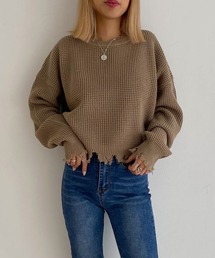 Avvenente | 【Avvenente】ダメージワッフルニット(ニット/セーター)