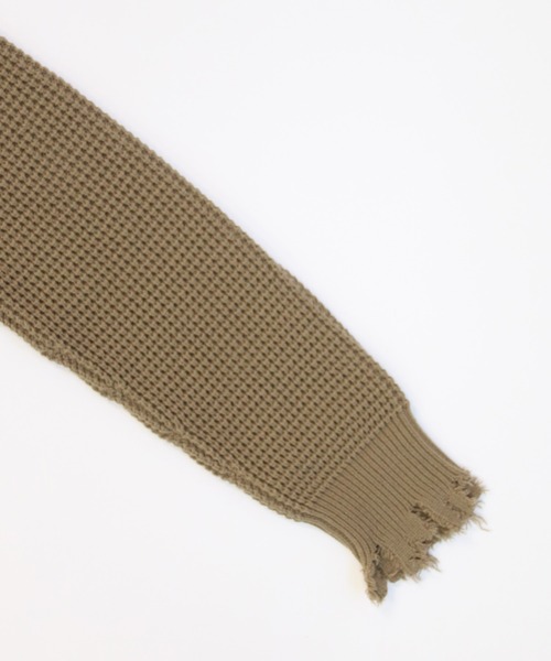 Avvenente（アベネンテ）の「【Avvenente】ダメージワッフルニット（ニット/セーター・レディース・ブラック/ベージュ/オフホワイト・M）」の6枚目の写真