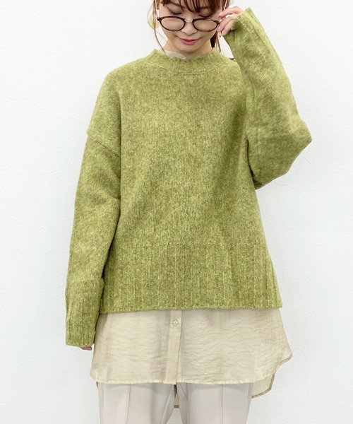 archives（アルシーヴ）の「アルパカ混クルーネックベーシックプルオーバー（ニット/セーター・レディース・ベージュ/オフホワイト/グリーン/モカ・MEDIUM）」の4枚目の写真