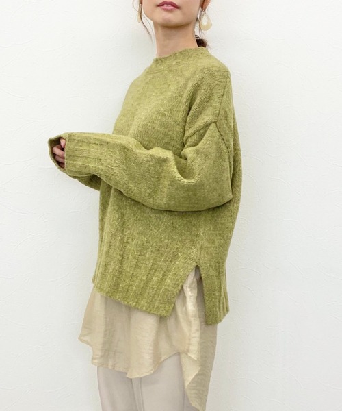 archives（アルシーヴ）の「アルパカ混クルーネックベーシックプルオーバー（ニット/セーター・レディース・ベージュ/オフホワイト/グリーン/モカ・MEDIUM）」の7枚目の写真