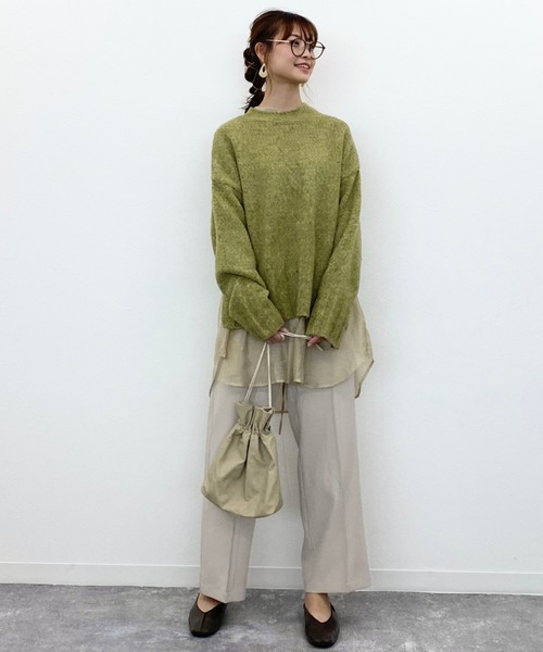 archives（アルシーヴ）の「アルパカ混クルーネックベーシックプルオーバー（ニット/セーター・レディース・ベージュ/オフホワイト/グリーン/モカ・MEDIUM）」の9枚目の写真