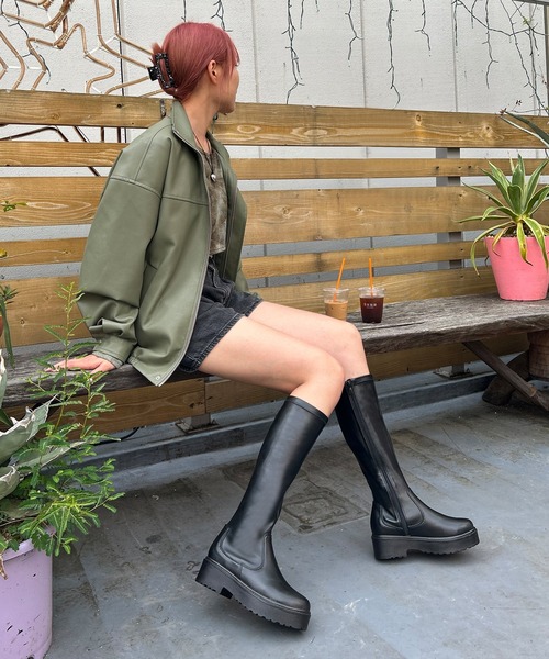 attagirl（アタガール）の「厚底トラックソールロングブーツ（ブーツ・レディース・ブラック/ダークブラウン/アイボリー/ブラウン・LL/S/M/L/3L）」の15枚目の写真