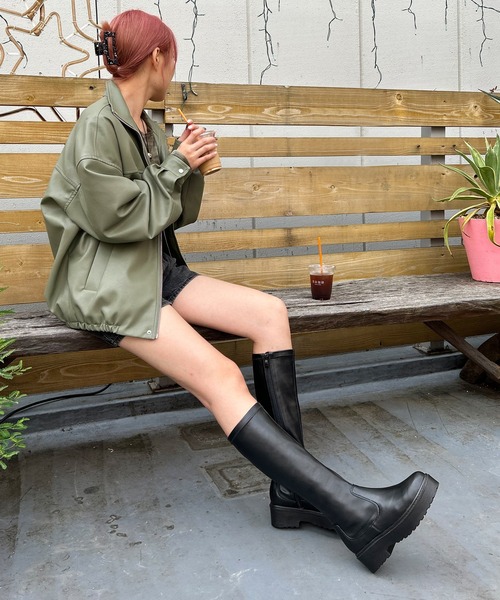 attagirl（アタガール）の「厚底トラックソールロングブーツ（ブーツ・レディース・ブラック/ダークブラウン/アイボリー/ブラウン・LL/S/M/L/3L）」の16枚目の写真