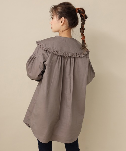 one after another NICE CLAUP（ワンアフターアナザーナイスクラップ）の「大きなレースフリル衿ブラウス（シャツ/ブラウス・レディース・オフホワイト/モカ/ベージュ・FREE）」の14枚目の写真