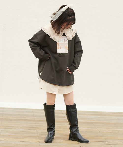 one after another NICE CLAUP（ワンアフターアナザーナイスクラップ）の「大きなレースフリル衿ブラウス（シャツ/ブラウス・レディース・オフホワイト/モカ/ベージュ・FREE）」の12枚目の写真