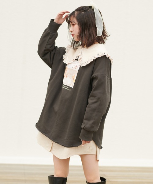 one after another NICE CLAUP（ワンアフターアナザーナイスクラップ）の「大きなレースフリル衿ブラウス（シャツ/ブラウス・レディース・オフホワイト/モカ/ベージュ・FREE）」の19枚目の写真