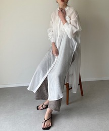 y/m by misato | シアーバンドカラーパイピングシャツワンピース(ワンピース)