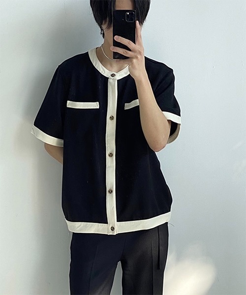 WESTBOY（ウエストボーイ）の「【WB ORIGINALS】No-collar Half-sleeve Shirt WO21S404TP（シャツ/ブラウス・メンズ・ホワイト/ブラック・S/M/L）」の6枚目の写真