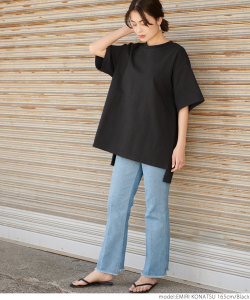coca(coca)(コカ)の「ヘビーウェイトサイドスリットビッグT(Tシャツ/カットソー・レディース・ホワイト/ブラック/ベージュ/グレー・ONE SIZE)」の9枚目の写真