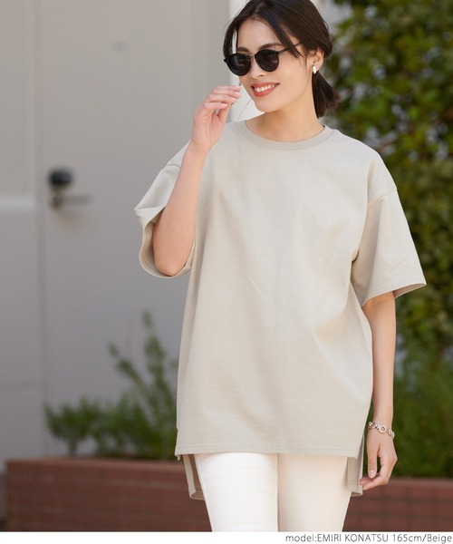 coca(coca)(コカ)の「ヘビーウェイトサイドスリットビッグT(Tシャツ/カットソー・レディース・ホワイト/ブラック/ベージュ/グレー・ONE SIZE)」の13枚目の写真
