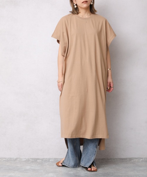 ap retro(アプレトロ)の「フレンチスリーブカットワンピース【ZOZO限定アイテム】(ワンピース・レディース・チャコールグレー/ライトブルー/ブラック/ベージュ/カーキ/アイボリー/ブルーグリーン/ライトベージュ・FREE)」の5枚目の写真