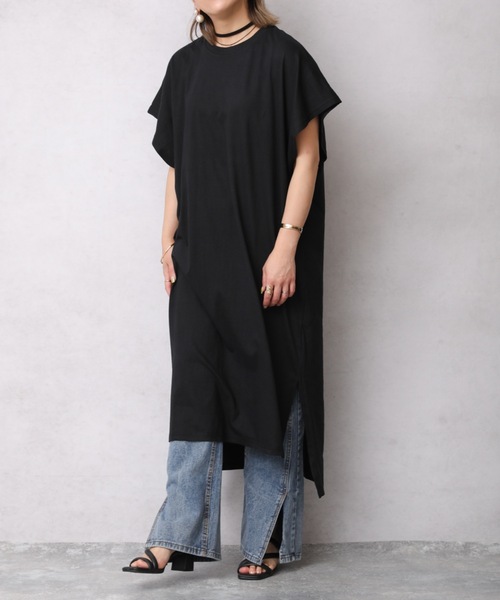 ap retro(アプレトロ)の「フレンチスリーブカットワンピース【ZOZO限定アイテム】(ワンピース・レディース・チャコールグレー/ライトブルー/ブラック/ベージュ/カーキ/アイボリー/ブルーグリーン/ライトベージュ・FREE)」の3枚目の写真