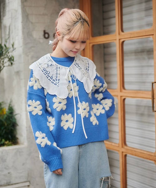 セール】顔まわり華やぐ 刺繍レースつけ襟（付け襟）｜SPINNS