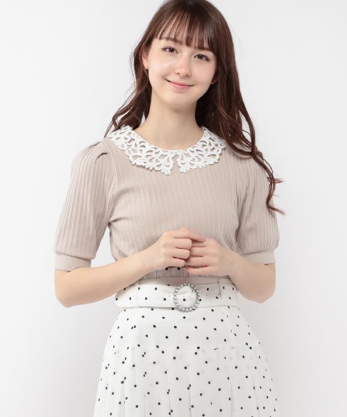 LODISPOTTO（ロディスポット）の「レースカラーLadyカットソー（Tシャツ/カットソー・レディース・ベージュ/ブラック/ホワイト・MEDIUM）」の3枚目の写真