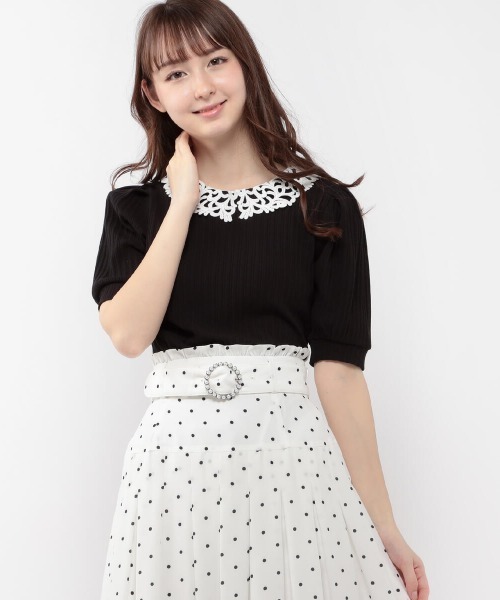 LODISPOTTO（ロディスポット）の「レースカラーLadyカットソー（Tシャツ/カットソー・レディース・ベージュ/ブラック/ホワイト・MEDIUM）」の2枚目の写真