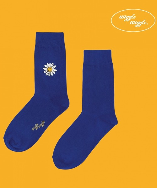 WIGGLE WIGGLE(ウィグルウィグル)の「WIGGLE WIGGLE/刺繍SOCKS スマイル 2951312(ソックス/靴下・レディース・ブルー・0)」の1枚目の写真