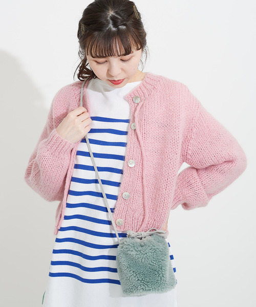 CHILD WOMAN（チャイルドウーマン）の「WOOL混ボア　ミニ巾着ショルダーBAG（ショルダーバッグ・レディース・アイボリー/ピンク/グリーン・FREE）」の9枚目の写真