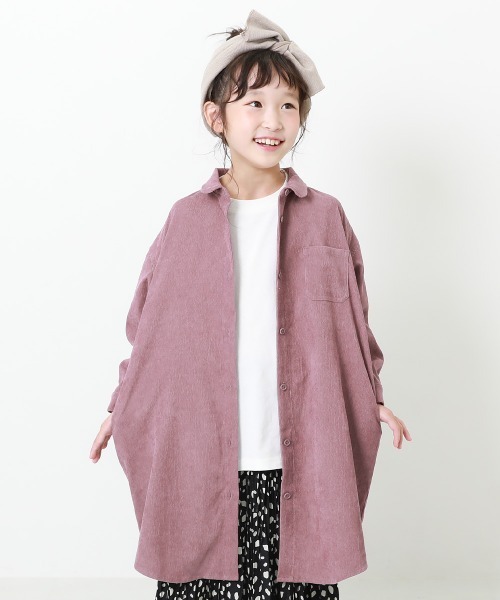 devirock（デビロック）の「ロング丈シャツコールワンピース（シャツワンピース・キッズ・ダークベージュ/パープル系その他/グレー系その他・100cm/150cm/120cm/110cm/140cm/130cm/160cm）」の3枚目の写真