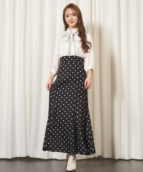 MIIA（ミーア）の「バックレースアップスカート（スカート・レディース・ベージュ/パープル/ドット・FREE）」の7枚目の写真