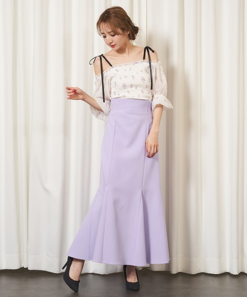 MIIA（ミーア）の「バックレースアップスカート（スカート・レディース・ベージュ/パープル/ドット・FREE）」の5枚目の写真