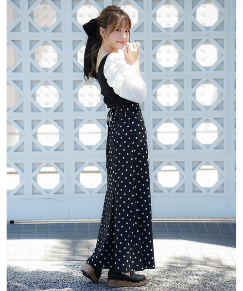 MIIA（ミーア）の「バックレースアップスカート（スカート・レディース・ベージュ/パープル/ドット・FREE）」の14枚目の写真