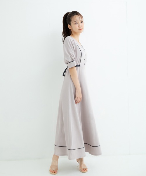 ADIRA(アディラ)の「ハイショクカットワンピ(ワンピース・レディース・ベージュ/ピンク・MEDIUM)」の7枚目の写真