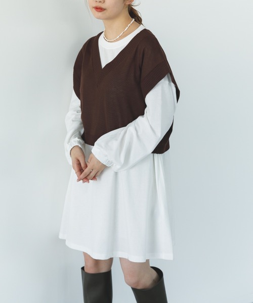 SLURR(スラ―)の「オーガニックコットンボリュームスリーブチュニック(Tシャツ/カットソー・レディース・ホワイト・FREE)」の1枚目の写真