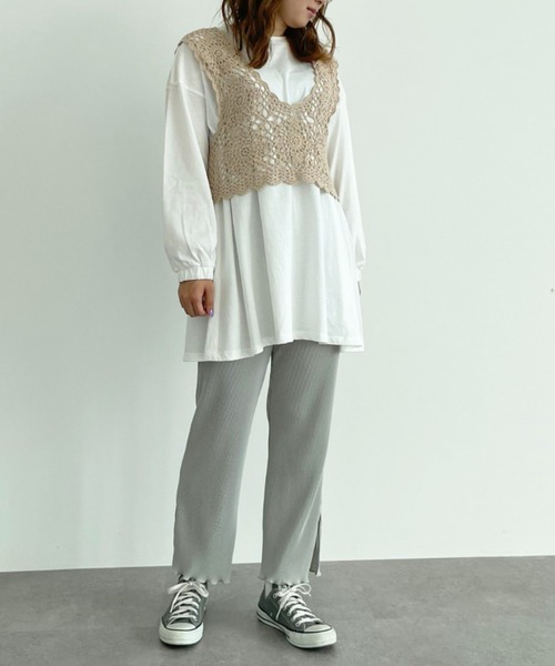 SLURR(スラ―)の「オーガニックコットンボリュームスリーブチュニック(Tシャツ/カットソー・レディース・ホワイト・FREE)」の5枚目の写真