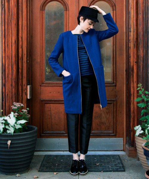 LOUNGEDRESS（ラウンジドレス）の「ノーカラーコート（その他アウター・レディース・ロイヤルブルー/ブラック・ﾌﾘ-）」の14枚目の写真