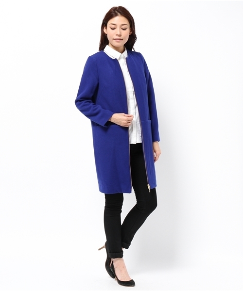 LOUNGEDRESS（ラウンジドレス）の「ノーカラーコート（その他アウター・レディース・ロイヤルブルー/ブラック・ﾌﾘ-）」の8枚目の写真