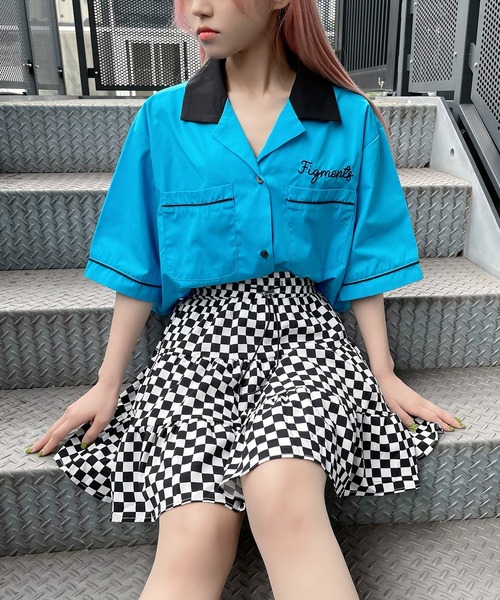 Figments(フィグメンツ)の「クロップドボーリングシャツ(シャツ/ブラウス・レディース・ブラック/ピンク/ブルー・FREE)」の21枚目の写真