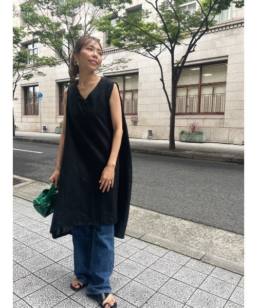 ulu(ウル)の「original Aline linen dress(ワンピース・レディース・ホワイト/ブラック・FREE)」の3枚目の写真