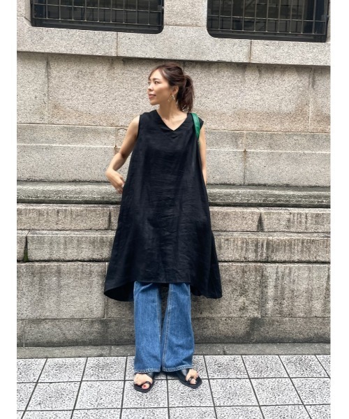 ulu(ウル)の「original Aline linen dress(ワンピース・レディース・ホワイト/ブラック・FREE)」の4枚目の写真