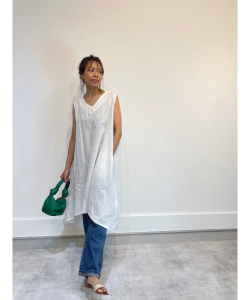 ulu(ウル)の「original Aline linen dress(ワンピース・レディース・ホワイト/ブラック・FREE)」の11枚目の写真