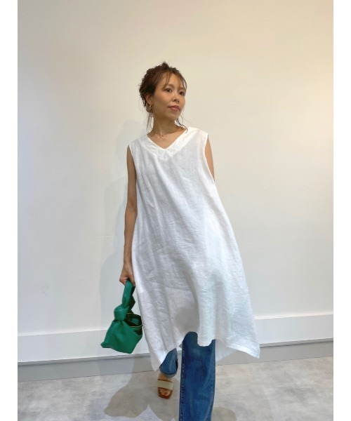 ulu(ウル)の「original Aline linen dress(ワンピース・レディース・ホワイト/ブラック・FREE)」の12枚目の写真
