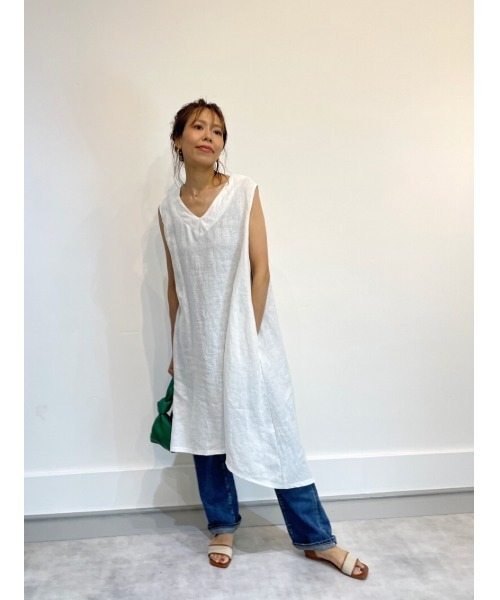 ulu(ウル)の「original Aline linen dress(ワンピース・レディース・ホワイト/ブラック・FREE)」の13枚目の写真