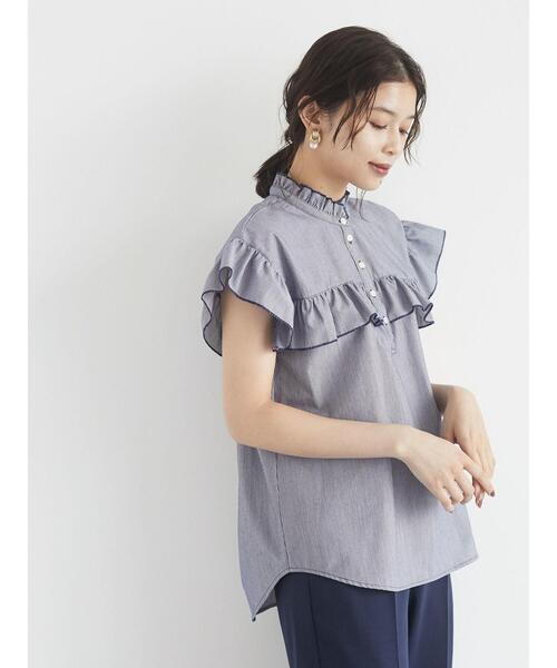 ELENCARE DUE（エレンカーレデュエ）の「ストライプフリルブラウス＊（シャツ/ブラウス・レディース・ネイビー/ブラウン・FREE）」の13枚目の写真