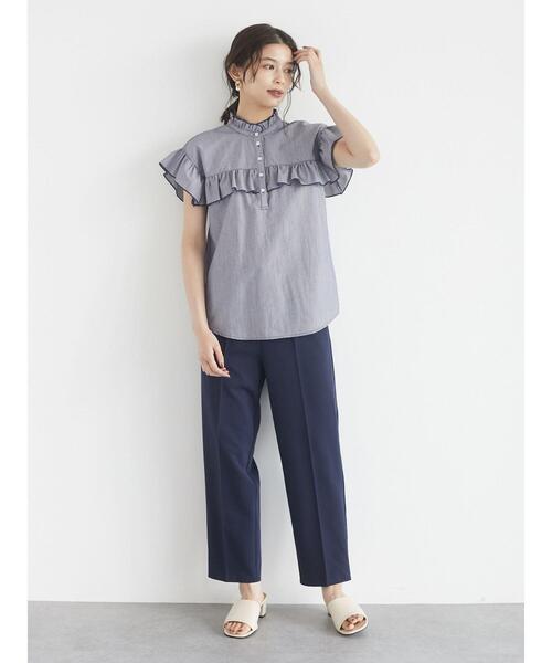 ELENCARE DUE（エレンカーレデュエ）の「ストライプフリルブラウス＊（シャツ/ブラウス・レディース・ネイビー/ブラウン・FREE）」の8枚目の写真