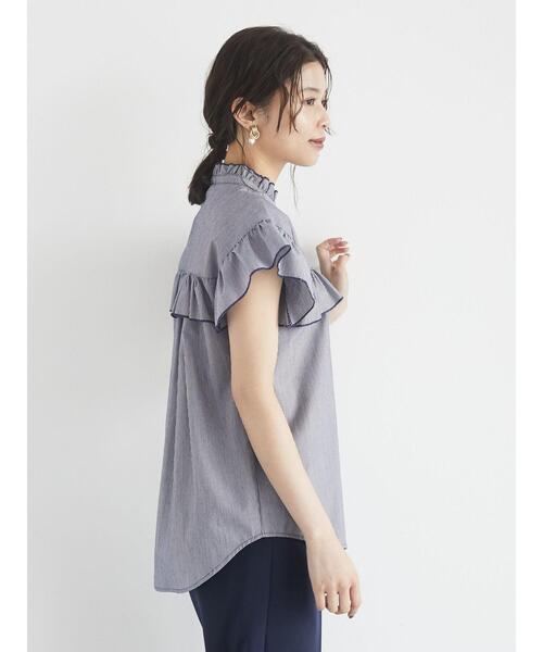 ELENCARE DUE（エレンカーレデュエ）の「ストライプフリルブラウス＊（シャツ/ブラウス・レディース・ネイビー/ブラウン・FREE）」の10枚目の写真